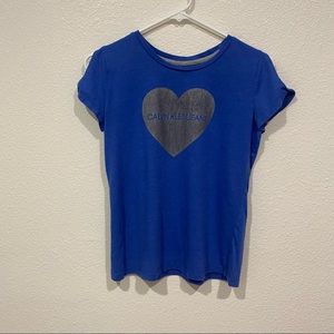 kids blue & grey heart calvin klein logo short sleeve t shirt top